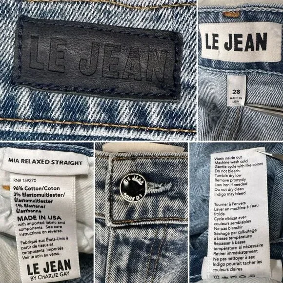 Le Jean by Charlie Gay Mia Relaxed Straight Jeans Distressed High-Rise Denim 28 - Picture 6 of 11